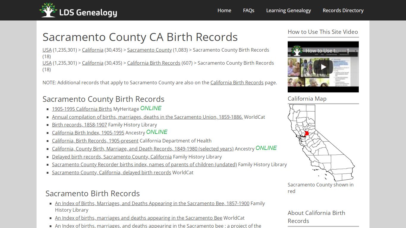 Sacramento County CA Birth Records